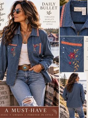 Vintage Napa Valley lightweight Denim Shirt Size Medium Petite